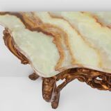 20th century wood-carved Louis XV style console with marble top, France ca. 1970
