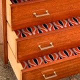 Vintage varnished teak chest of drawers 1970