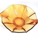 Art Deco style fruit bowl or pocket tray in amber glass from the 50s