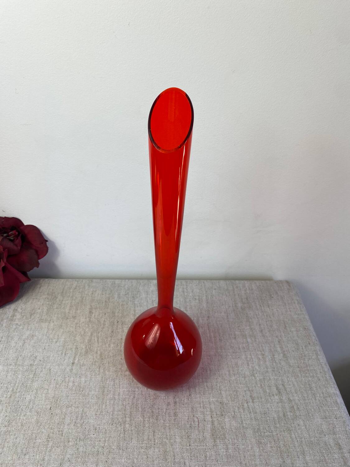 Red glass vase