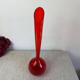 Red glass vase