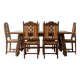 Dining table set with 6 chairs in cherry wood.