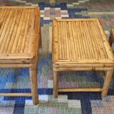 Mid century nest of 3 patinated bamboo tables, 1960s
