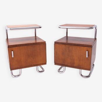 Pair of Functionalist chromed night stands by Vichr & spol, 1950’s, Czechoslovakia