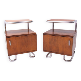 Pair of Functionalist chromed night stands by Vichr & spol, 1950’s, Czechoslovakia