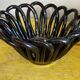 Small Basket - Iridescent Black Braided Ceramic Empty Pocket - 70's German