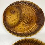 2 vintage fish dishes in slip from Sarreguemines