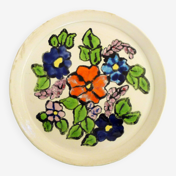 Round dish Enameled flowers