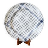 large round dish Gien blue and white striped 1960