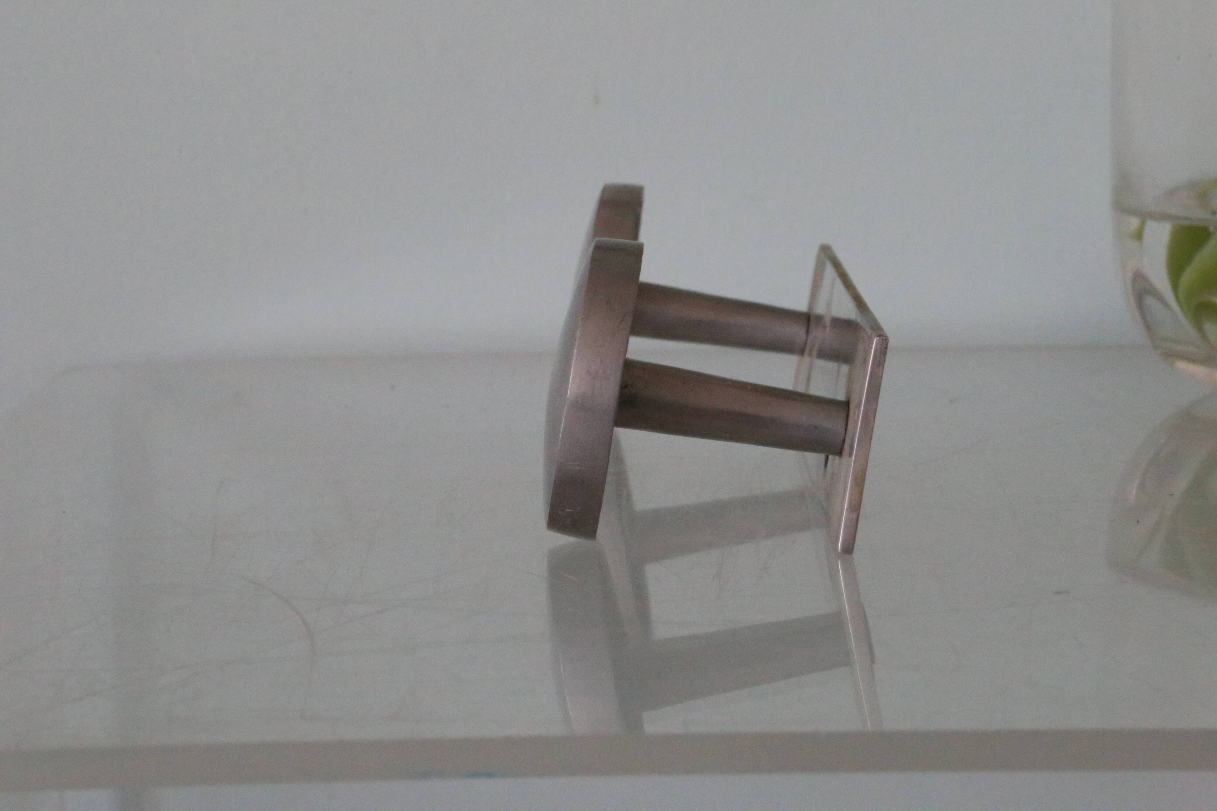 Brushed aluminum wall coat rack, vintage