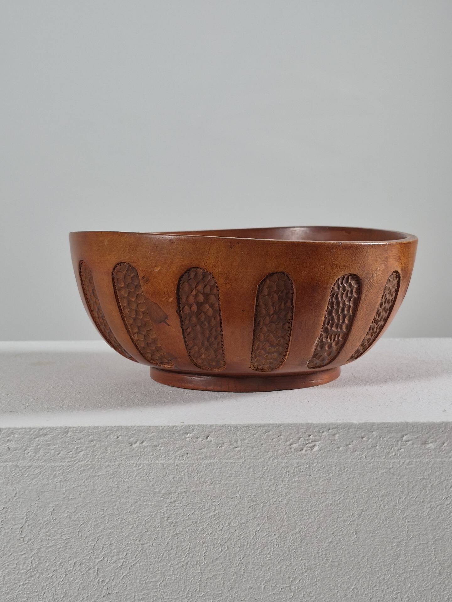 Antique hand carved signed folk art bowl 1930