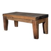 Petit banc en teck ancien rectangulaire quadripode d'Indonésie H20 L45
