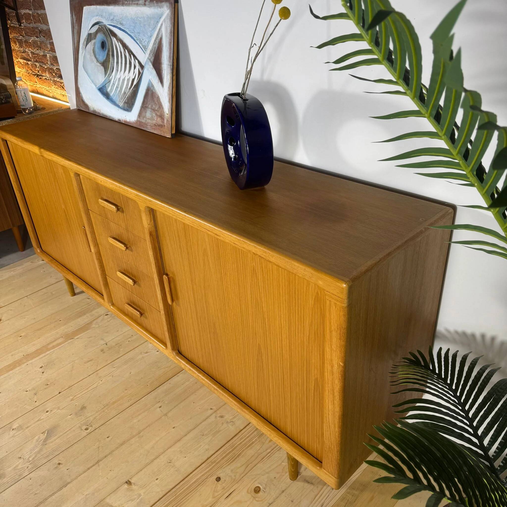 1960s Danish teak vintage buffet with sliding doors and drawers – Mid-Century Modern