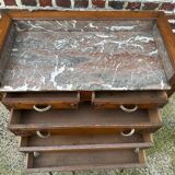 Art Deco chest of drawers, marble top, solid oak, dressing table