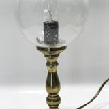 small 80's table lamp in glass and gold metal