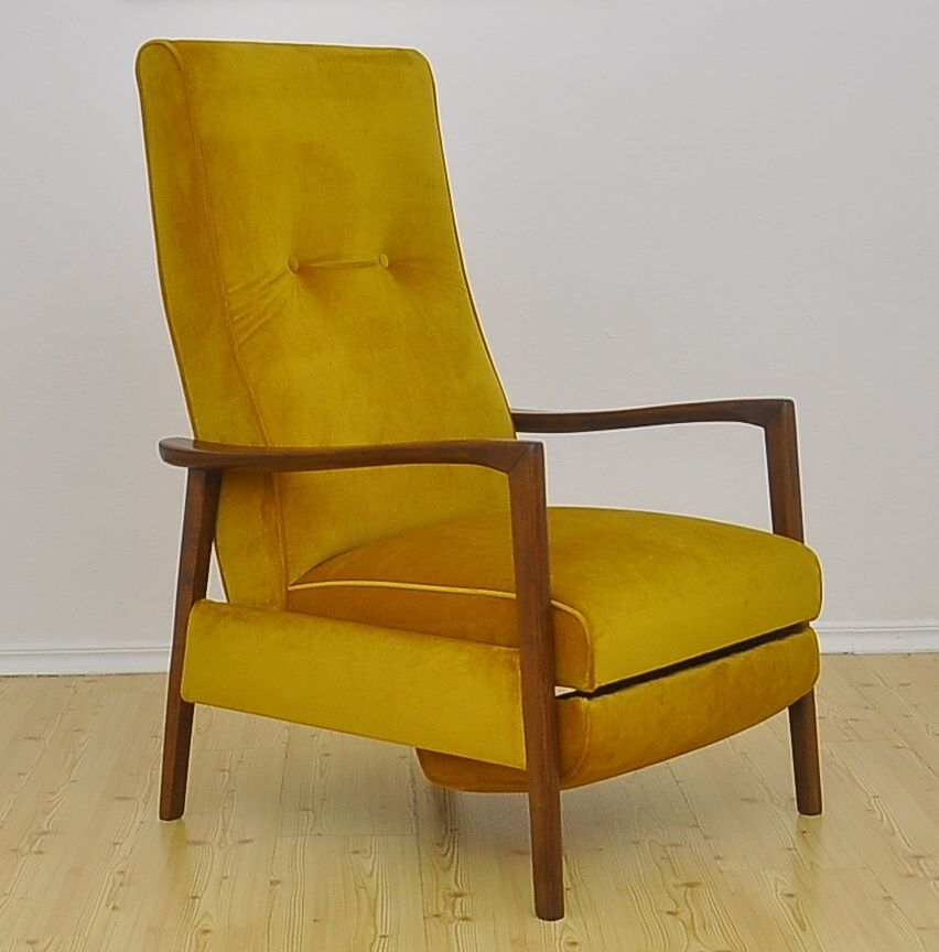Mid-century armchair with folding footrest, 1960s
