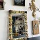 Italian wall mirror in polychrome floral metal, 1950s