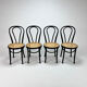 Set of 4 Bentwood and Cane Cafe Dining Chairs, 1990s