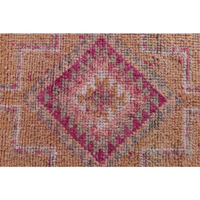 Vintage Turkish Hand-Knotted Wool Cotton Orange Runner Rug 83x355