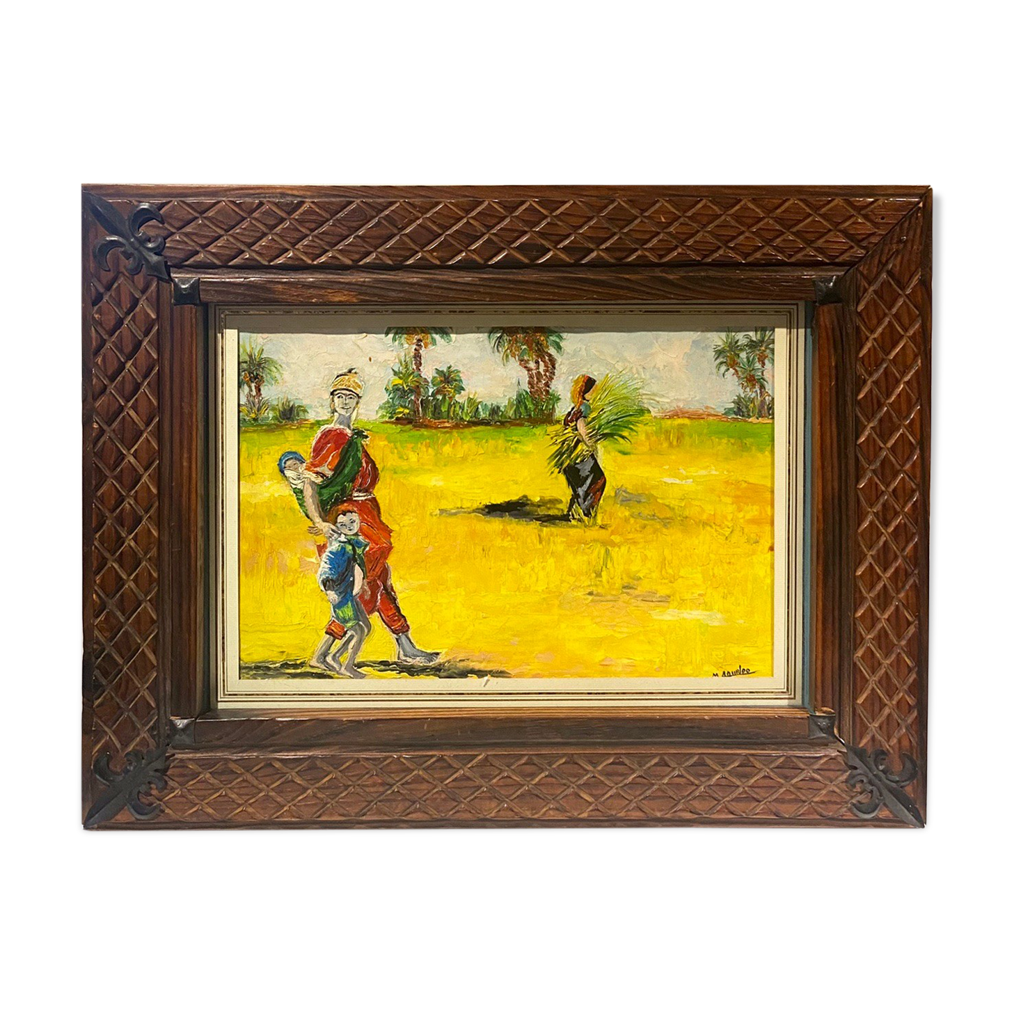 Old painting, oriental landscape, signed M Gourloo 20th century