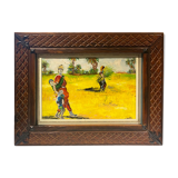 Old painting, oriental landscape, signed M Gourloo 20th century