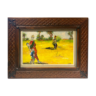 Old painting, oriental landscape, signed M Gourloo 20th century