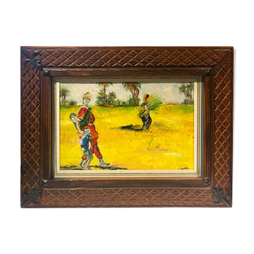 Old painting, oriental landscape, signed M Gourloo 20th century