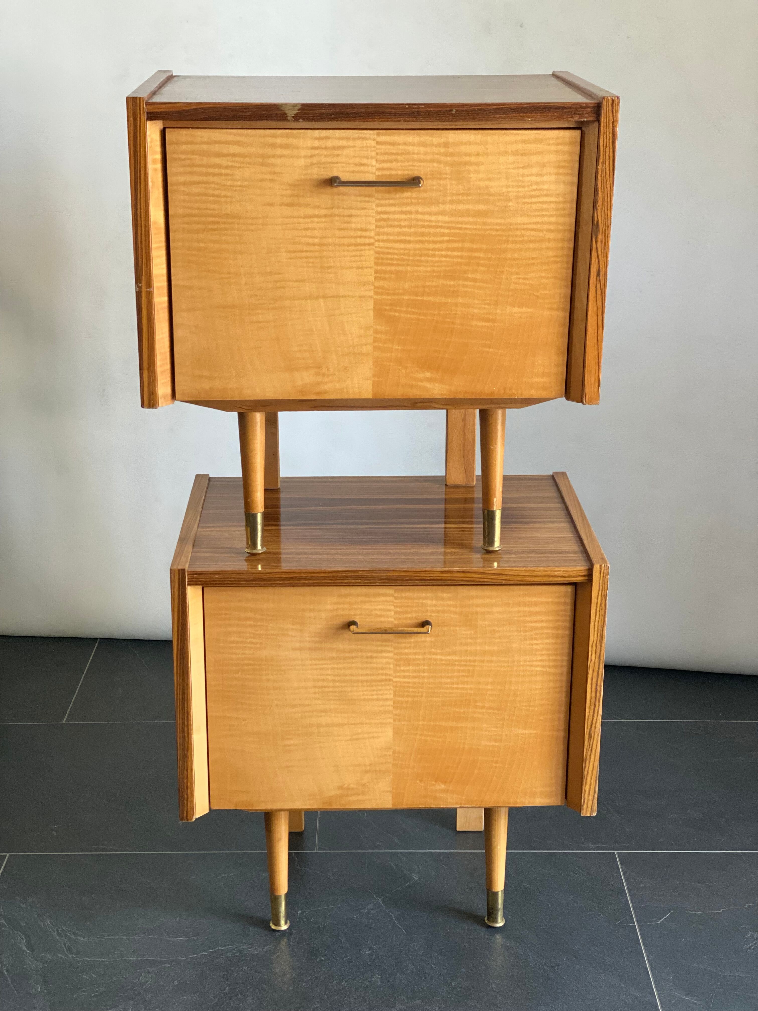 Pair of vintage laminate bed side tables