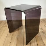 Ensemble de 3 tables basses gigognes en plexi fumé / violet années 70