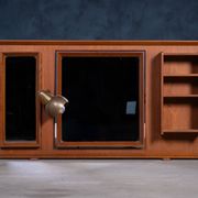 Vintage Free-Standing Teak Mirror with Lamp, 1960s
