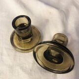 smoked glass candle holders