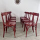 Set of 8 vintage 70s curved varnished wood bistro chairs