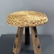 Midcentury braided rope tripod stool in the style of Audoux & Minet, 1950s