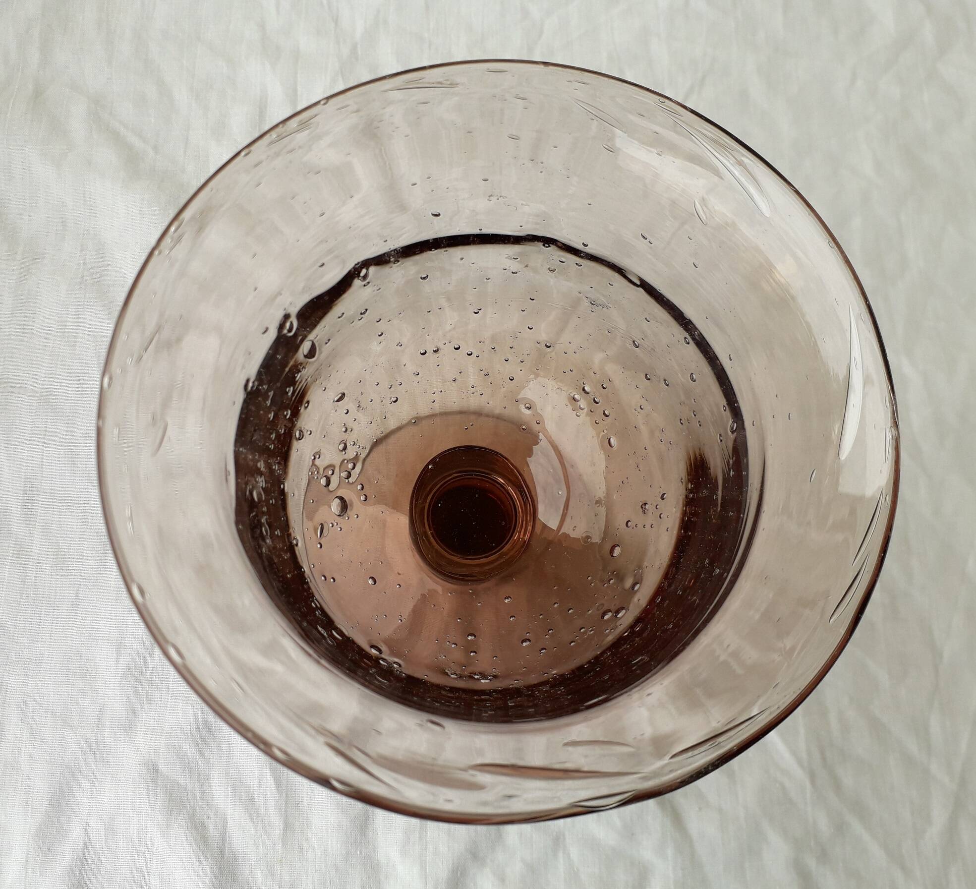 Stemmed glass in bubbled glass