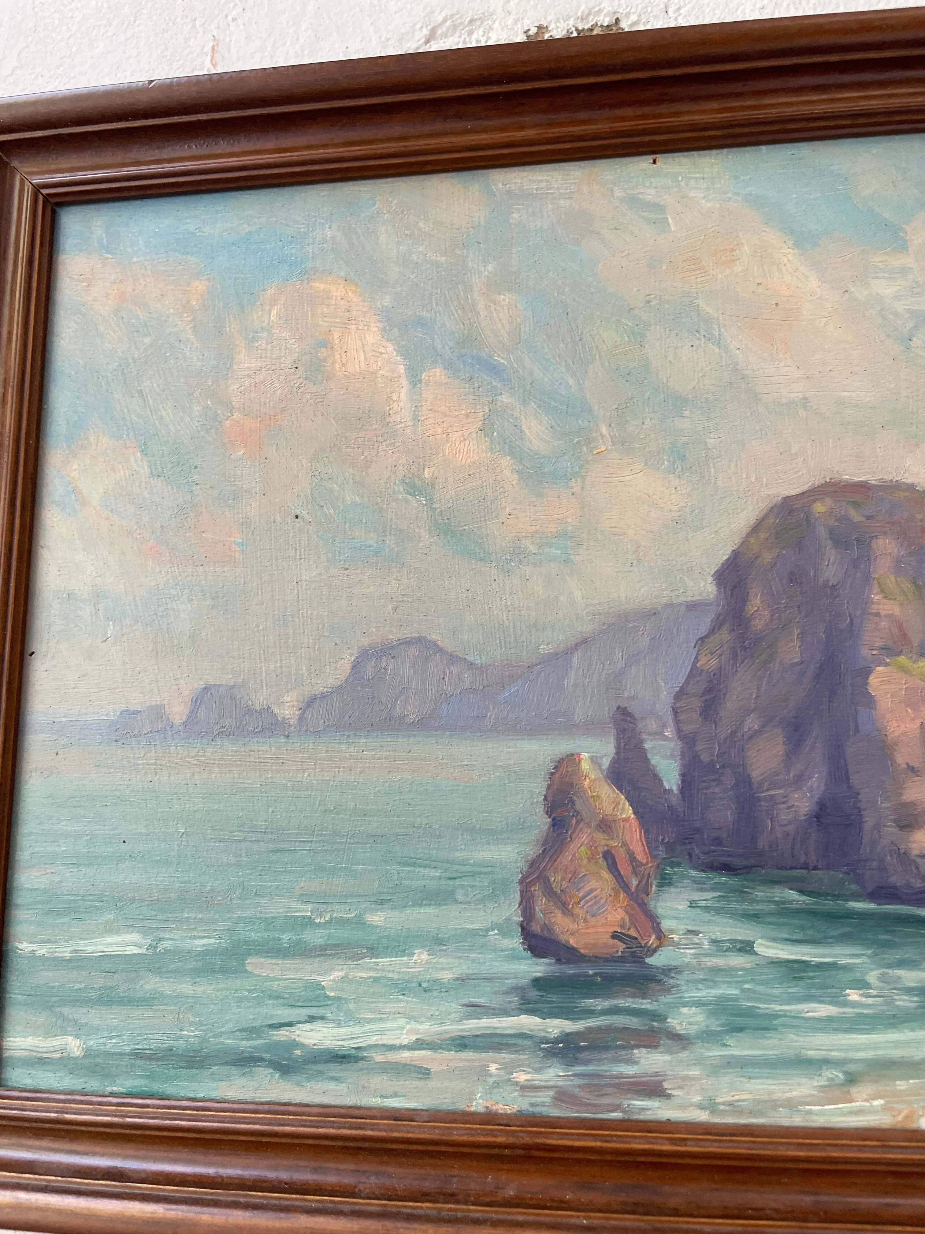 Sea framed oil painting