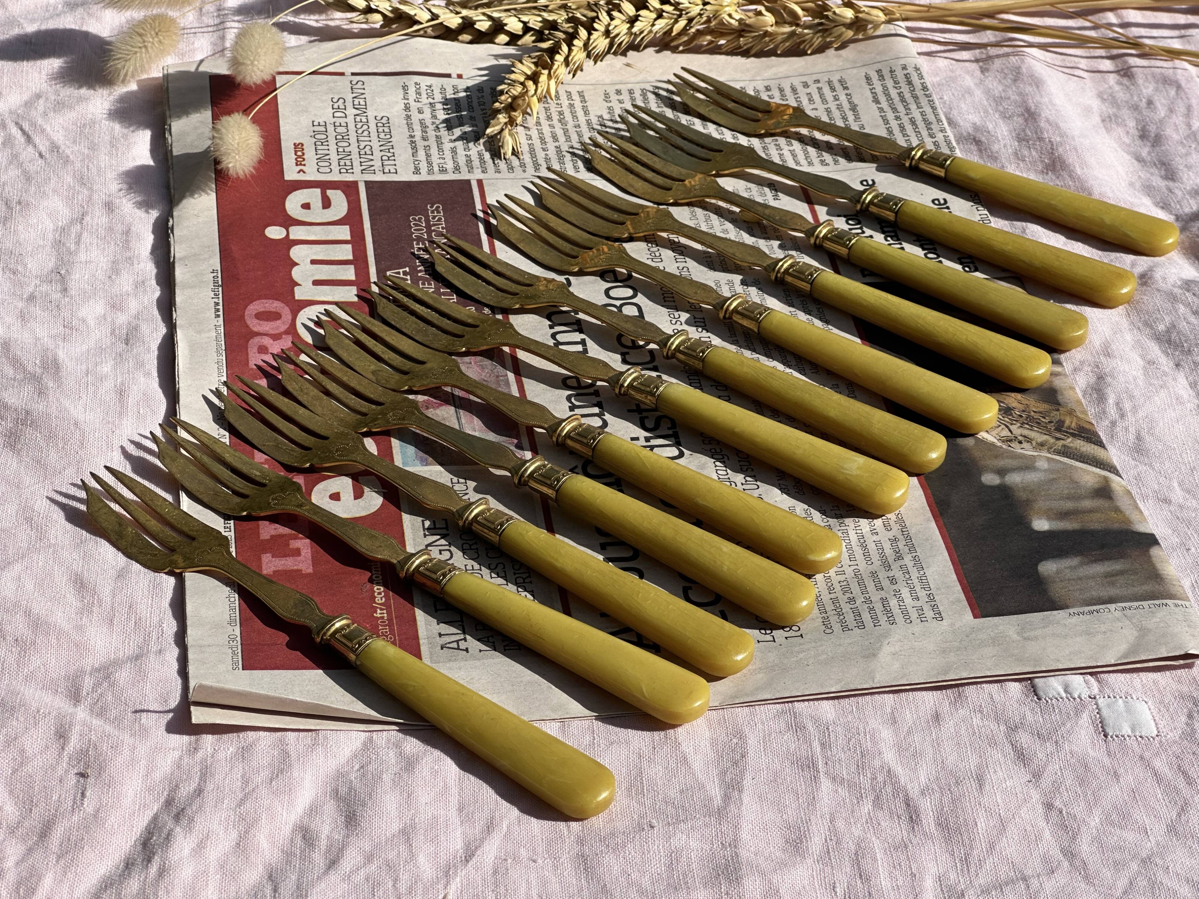 Set of 12 Dessert Cutlery - 1930s - Vintage Dessert Forks