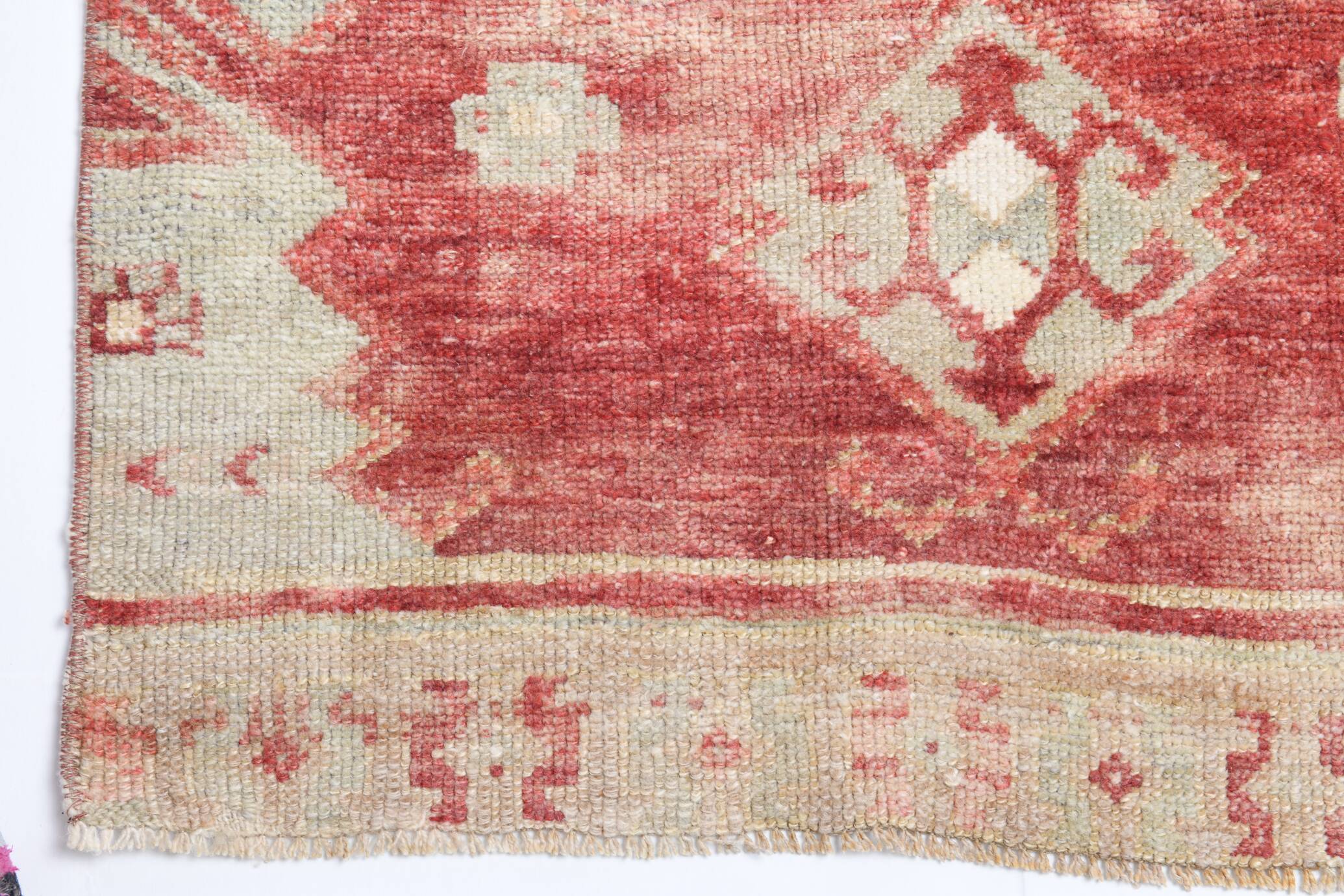 3x9 Red & Beige Geometric Pattern Persian Runner Rug, 80x280Cm
