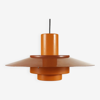 Pendant light "Falcon" two tone orange by Andreas Hansen for Fog & Mørup. Denmark 1960s.