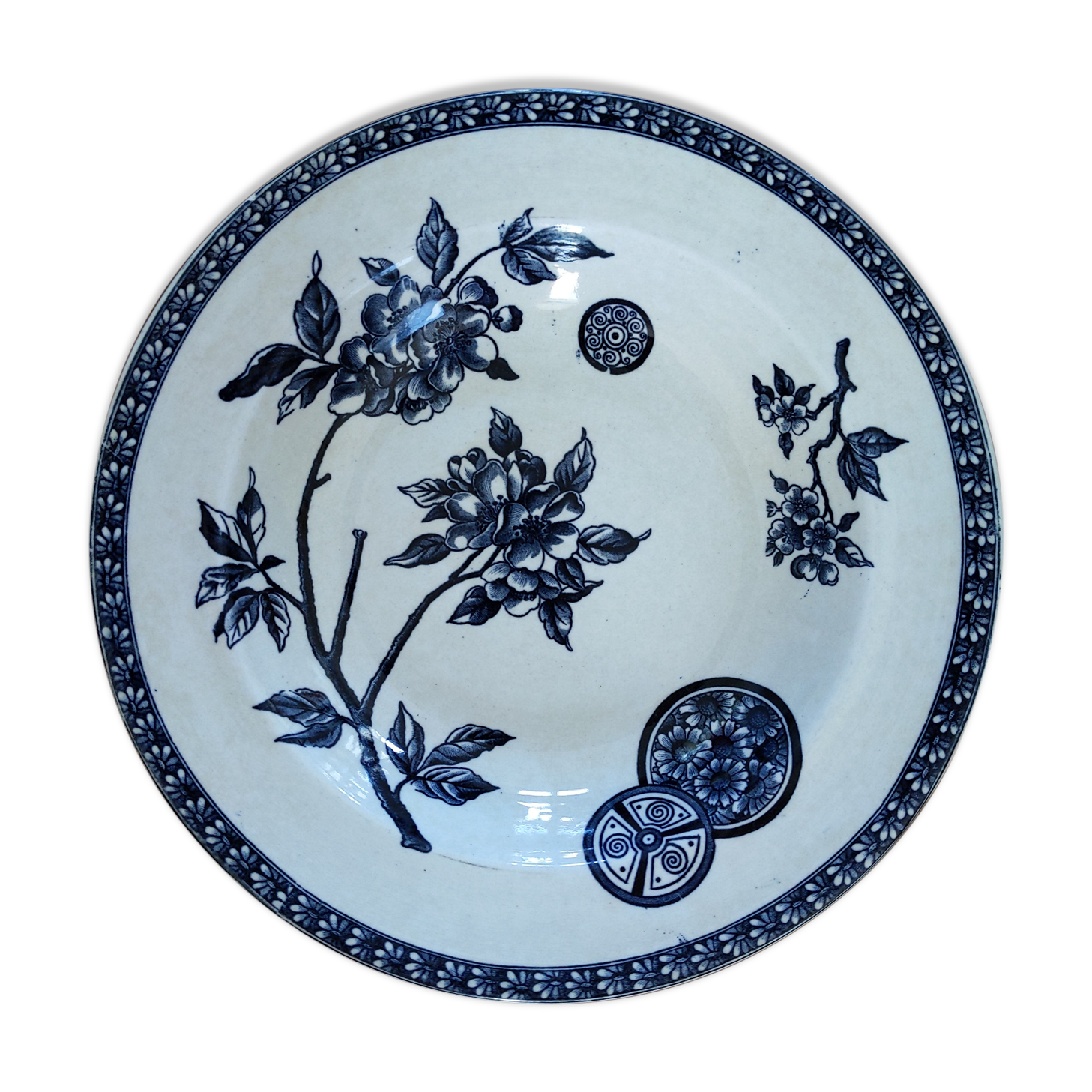 Vintage antique plate porcelain iron earth Marguerite drouot