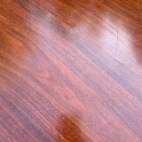 Vintage oval wooden and metal dining table from the 60s and 70s