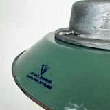 Green enamel and cast iron industrial pendant light, 1960s