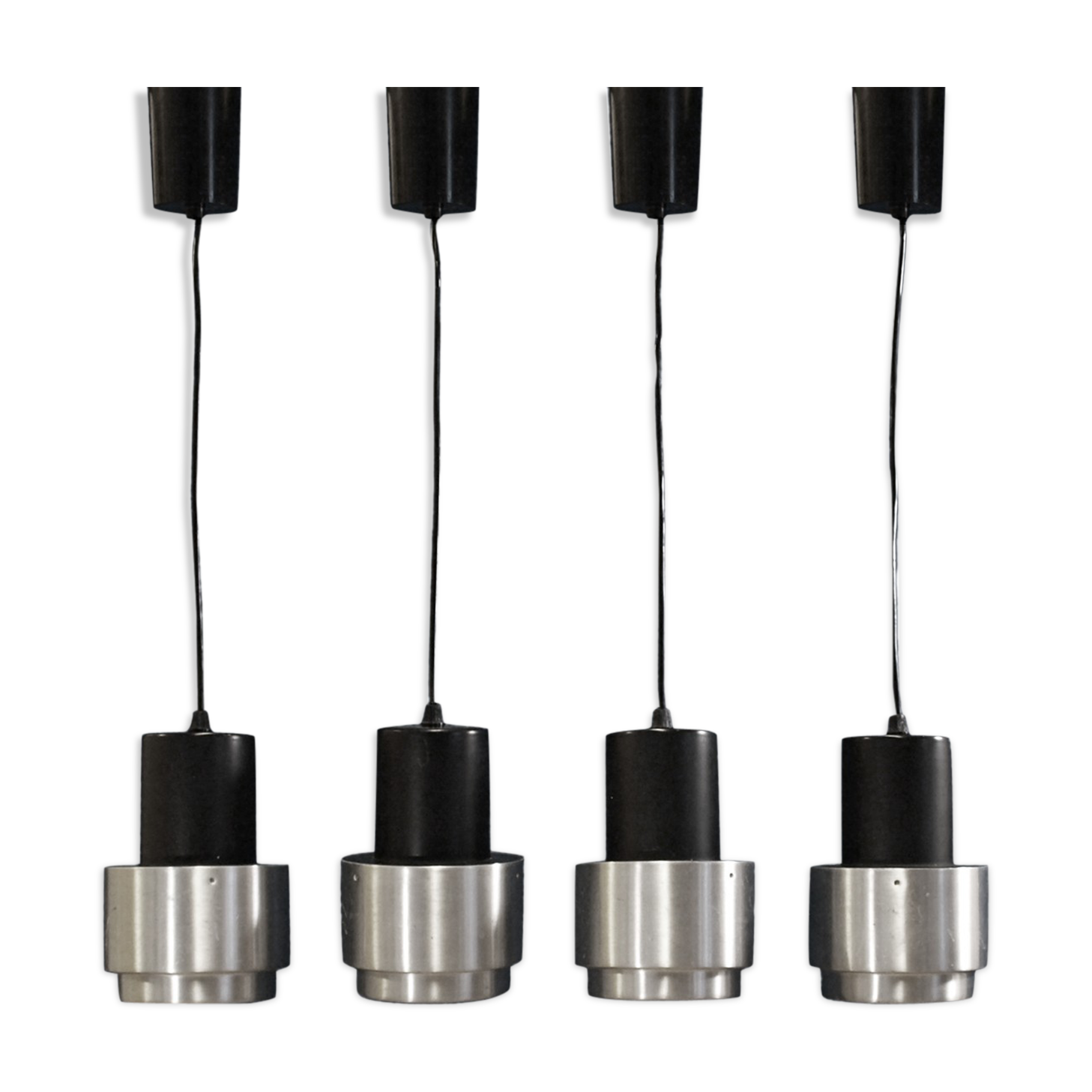 Suite de 4 suspensions space age en inox brossé
