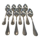 8 Louis XVI style silver plated dessert spoons with Mornier rushes 18.6cm