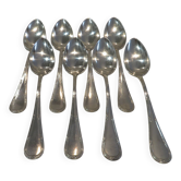 8 Louis XVI style silver plated dessert spoons with Mornier rushes 18.6cm