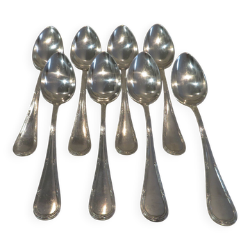8 cuillères à dessert métal argenté style Louis XVI joncs Mornier 18,6cm