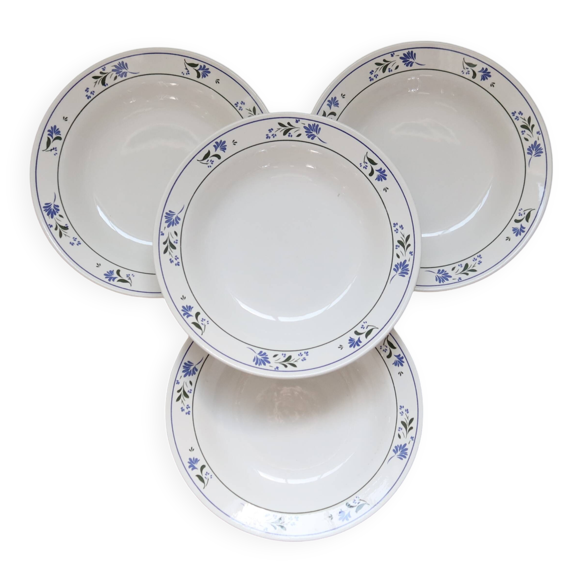 4 vintage earthenware soup plates from Céranord Saint-Amand