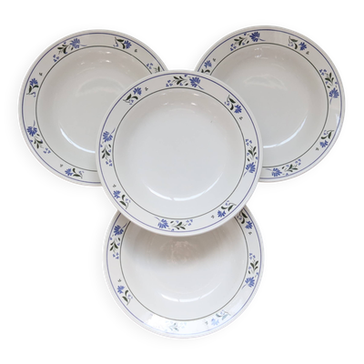 4 assiettes creuses vintage faïence de Céranord Saint-Amand
