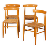Set of 4 vintage wooden chairs produced by Krasna Jizba, 1960