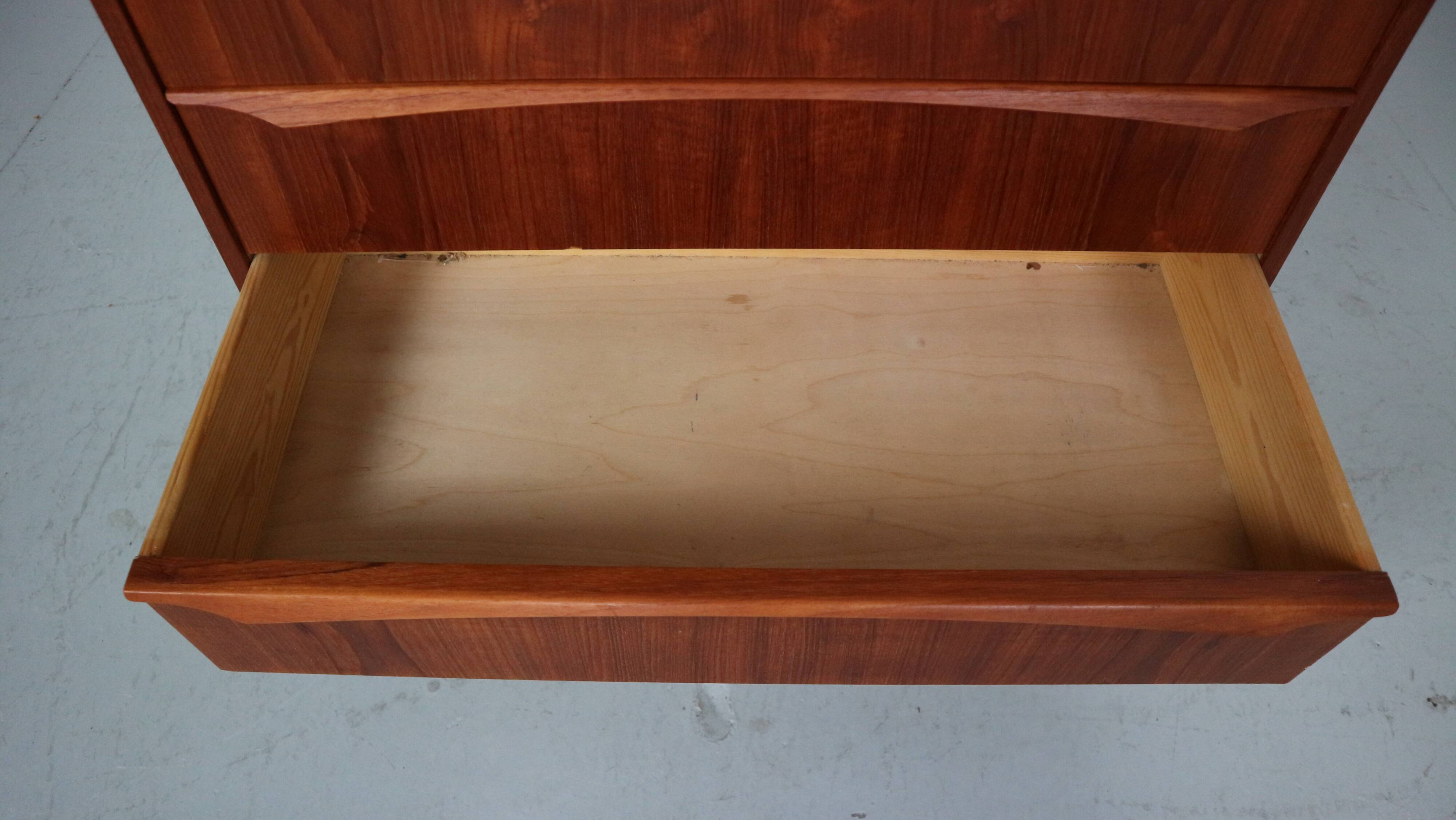 Mid-Century Modern Danish Chest of Six Drawers, Tallboy in Teak, Denmark, 1960