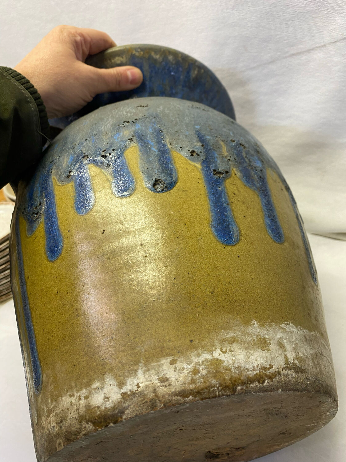 Flame blue sandstone vase